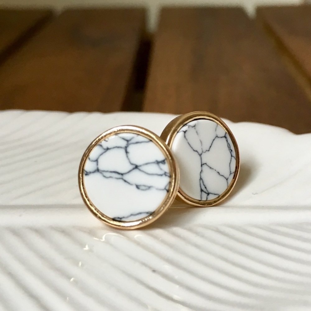 Marble Round Stud Earrings